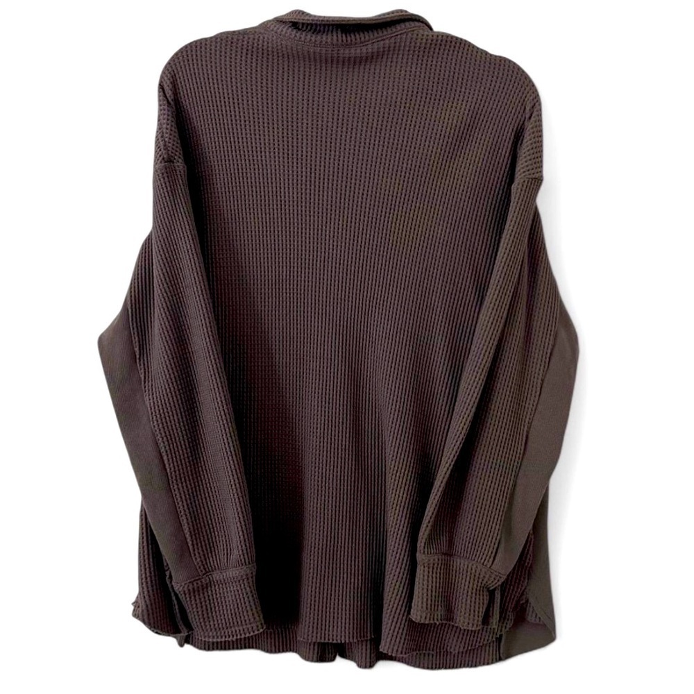 Brown Ribbed Button Up long sleeve - Picture 2 of 3